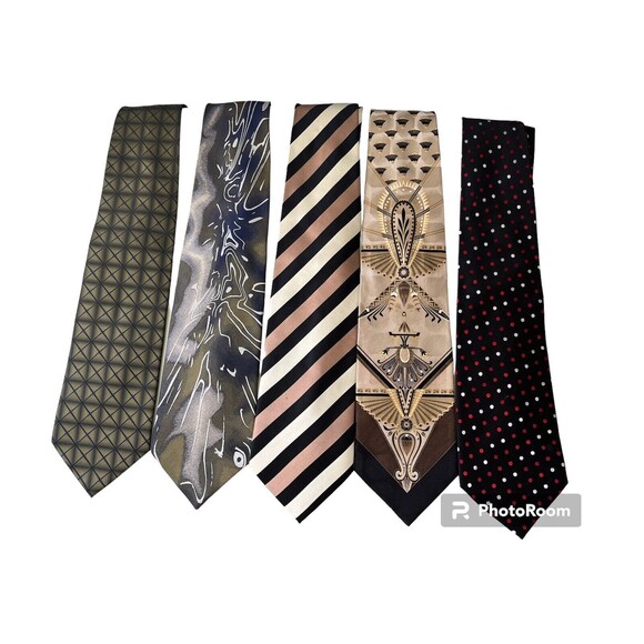 Lot Of 5 Fabio Fazio Silk Ties Striped Geometric Abstract Polka Dot - Picture 2 of 9